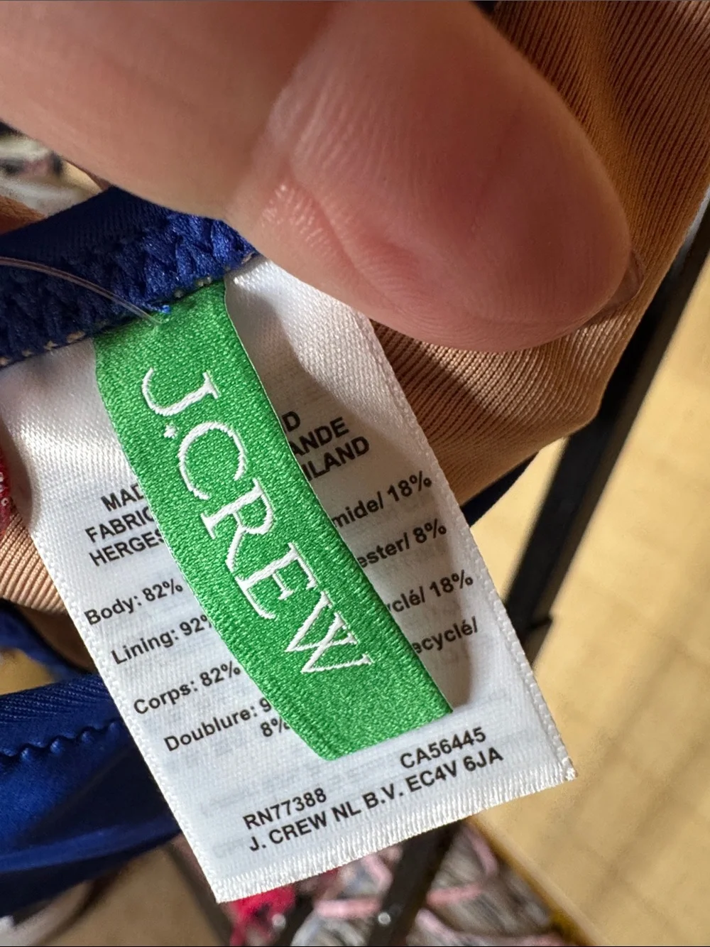 NWT J.Crew Heritage Scoopneck Bikini Top Blue Size Large